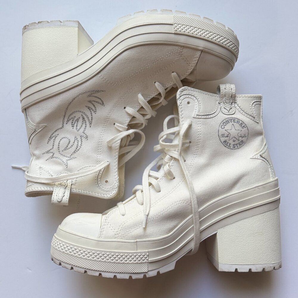 Converse Hi Platform Shoes Womens Size 12.5 White70 De Luxe Heel Western A10335C - Picture 4 of 9